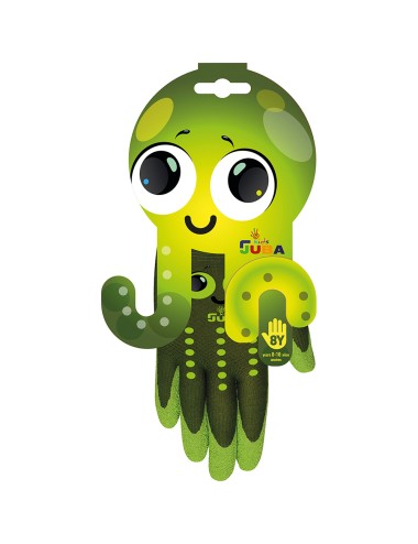 Guante nailon palma recubierta látex rugoso, infantil, verde, t-04 años