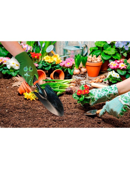 Guante nailon palma recubierta látex rugoso, infantil, verde, t-08 años