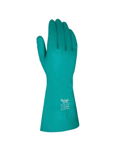 Guante nitrilo, flocado interior, fitosanitarios, verde, t-06