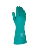 Guante nitrilo, flocado interior, fitosanitarios, verde, t-09