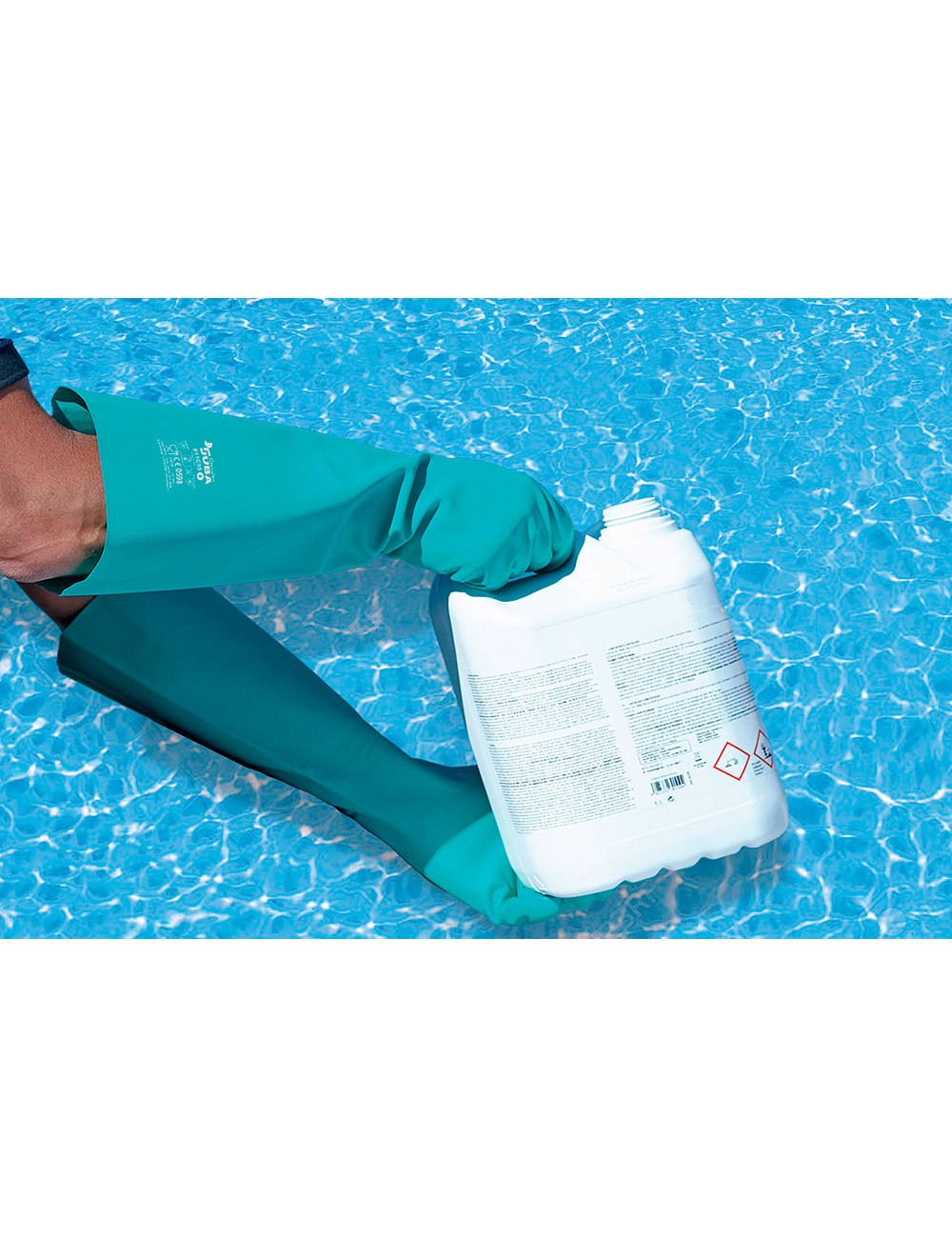 Guante nitrilo, flocado interior, químicos, verde satinado, t-09