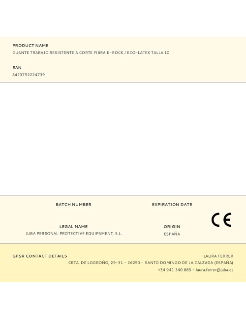 Guante poliéster / elastano / k-rock palma látex, resistente a corte, t-10