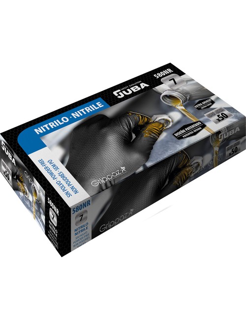 Guante nitrilo, sin polvo, desechable, negro, t-11, caja 50 uds