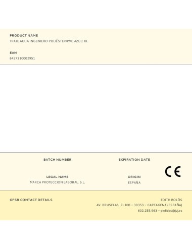 Traje agua ingeniero poliéster/pvc azul: xl