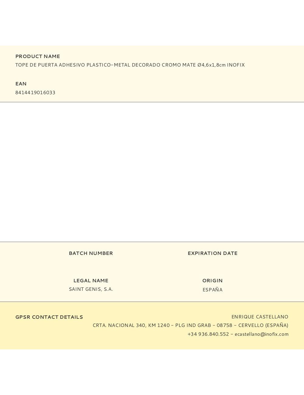 Tope de puerta adhesivo plastico-metal decorado cromo mate ø4,6x1,8cm inofix