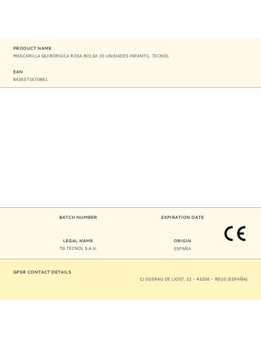 Mascarilla quirúrgica rosa bolsa 10 unidades infantil. tecnol