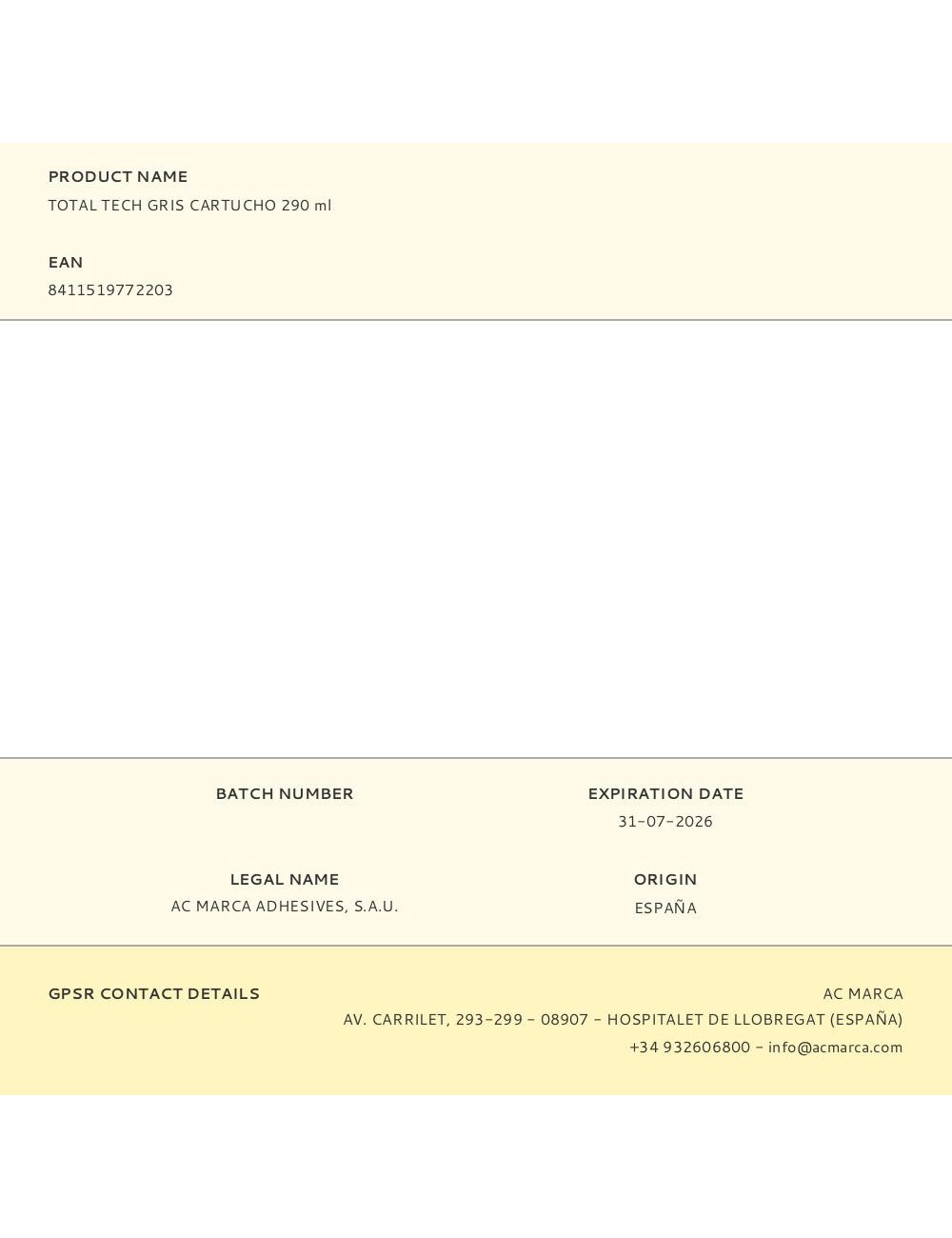 Adhesivo sellador total tech gris 290 ml