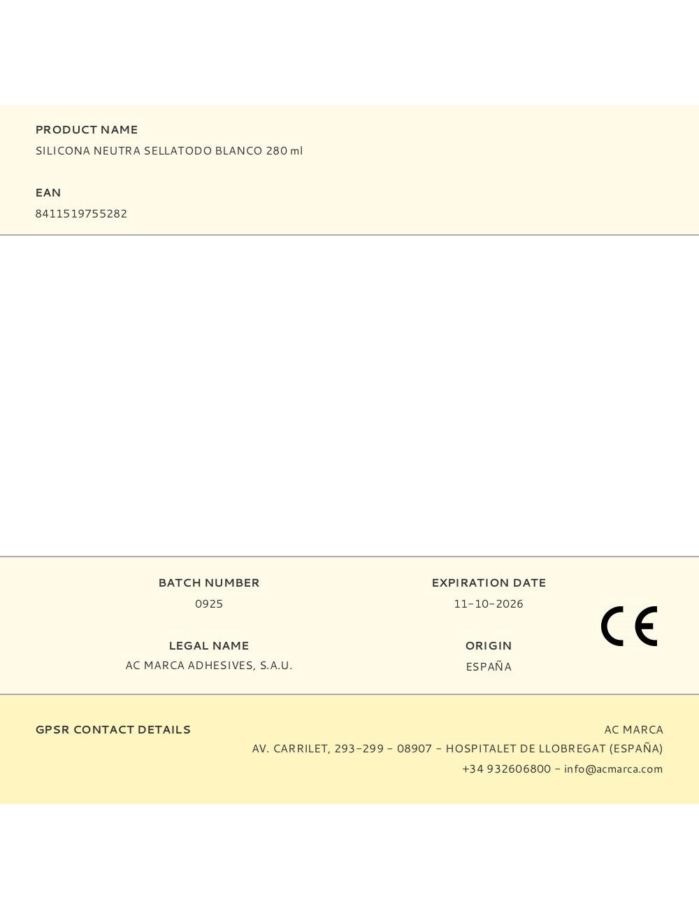 Silicona neutra sellatodo blanco 280 ml