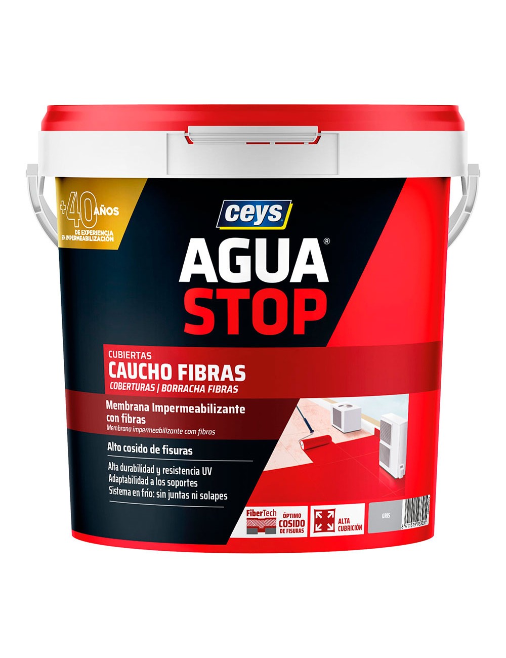 Aguastop caucho fibras gris 5 kg