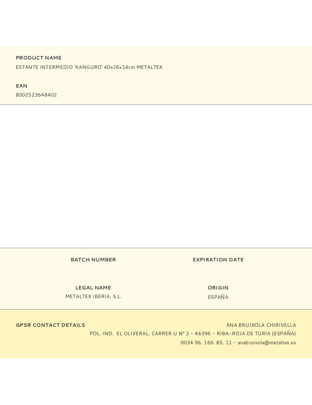 Estante intermedio kanguro 40 x 26 x 14 cm