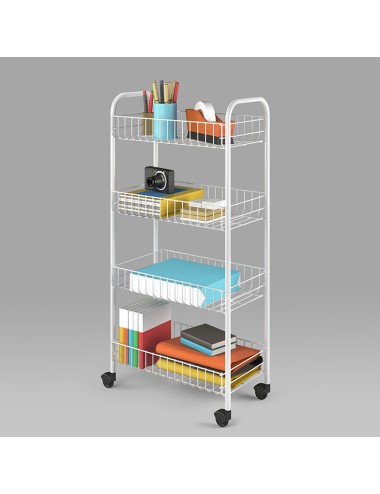 Carrito multiuso 4 estantes blanco 41 x 23 x 84 cm