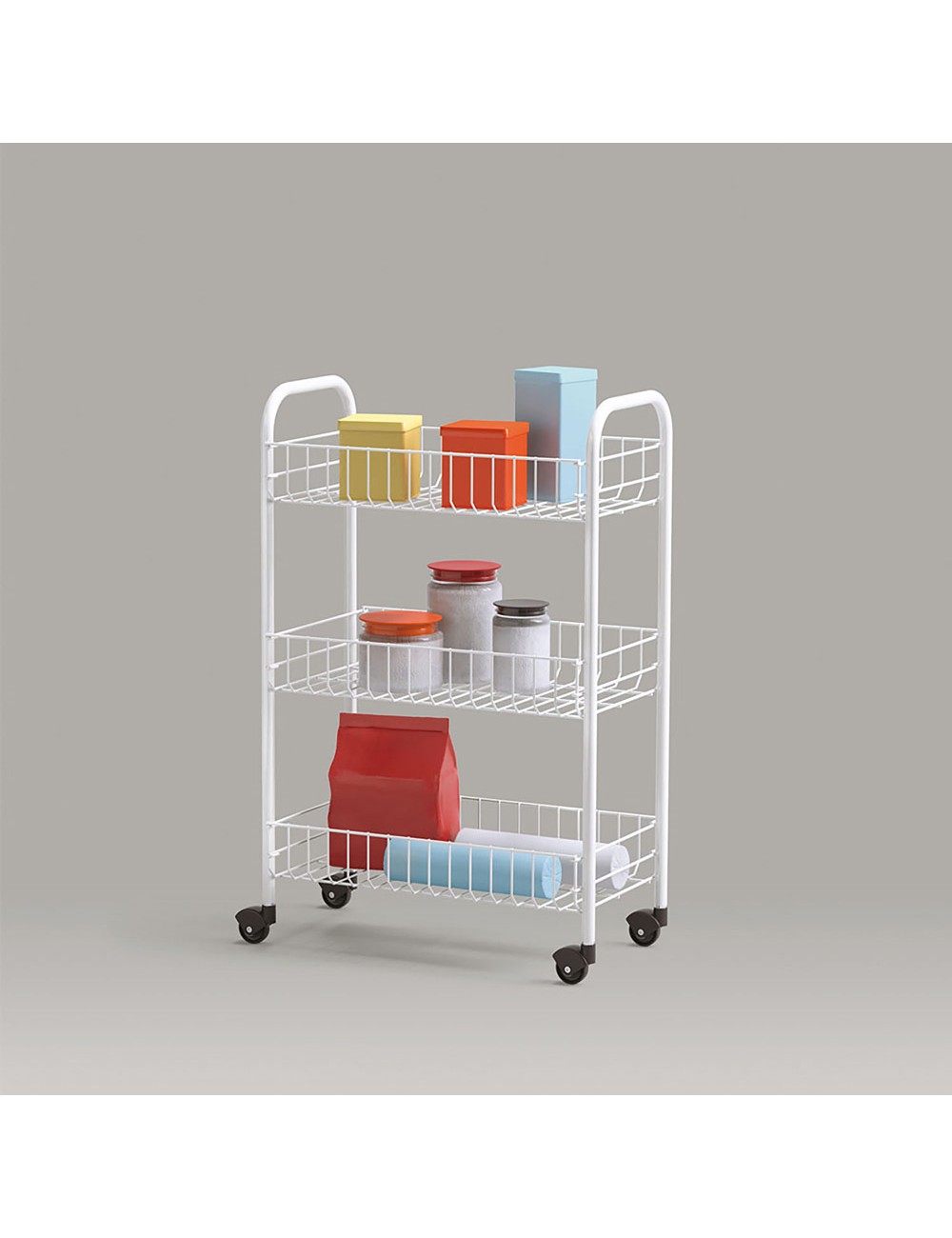 Carrito multiuso 3 estantes 41 x 23 x 63 cm blanco