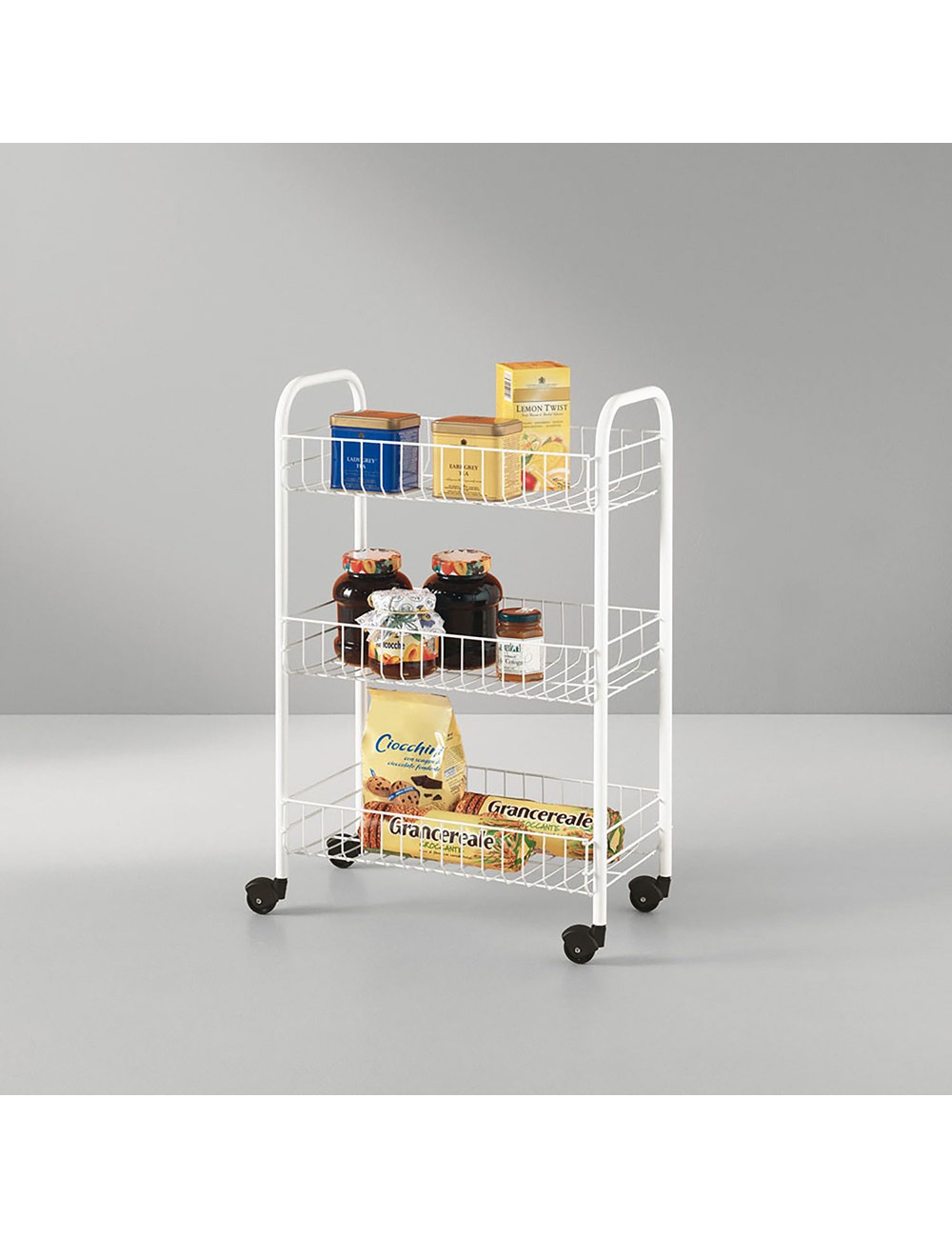 Carrito multiuso 3 estantes 41 x 23 x 63 cm blanco