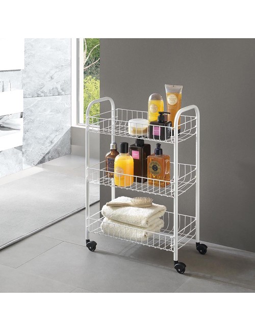 Carrito multiuso 3 estantes 41 x 23 x 63 cm blanco