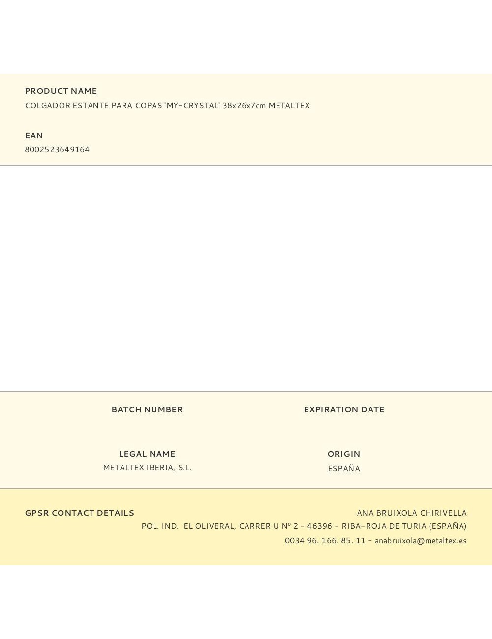 Colgador estante my-crystal para copas 38 x 26 x 7 cm