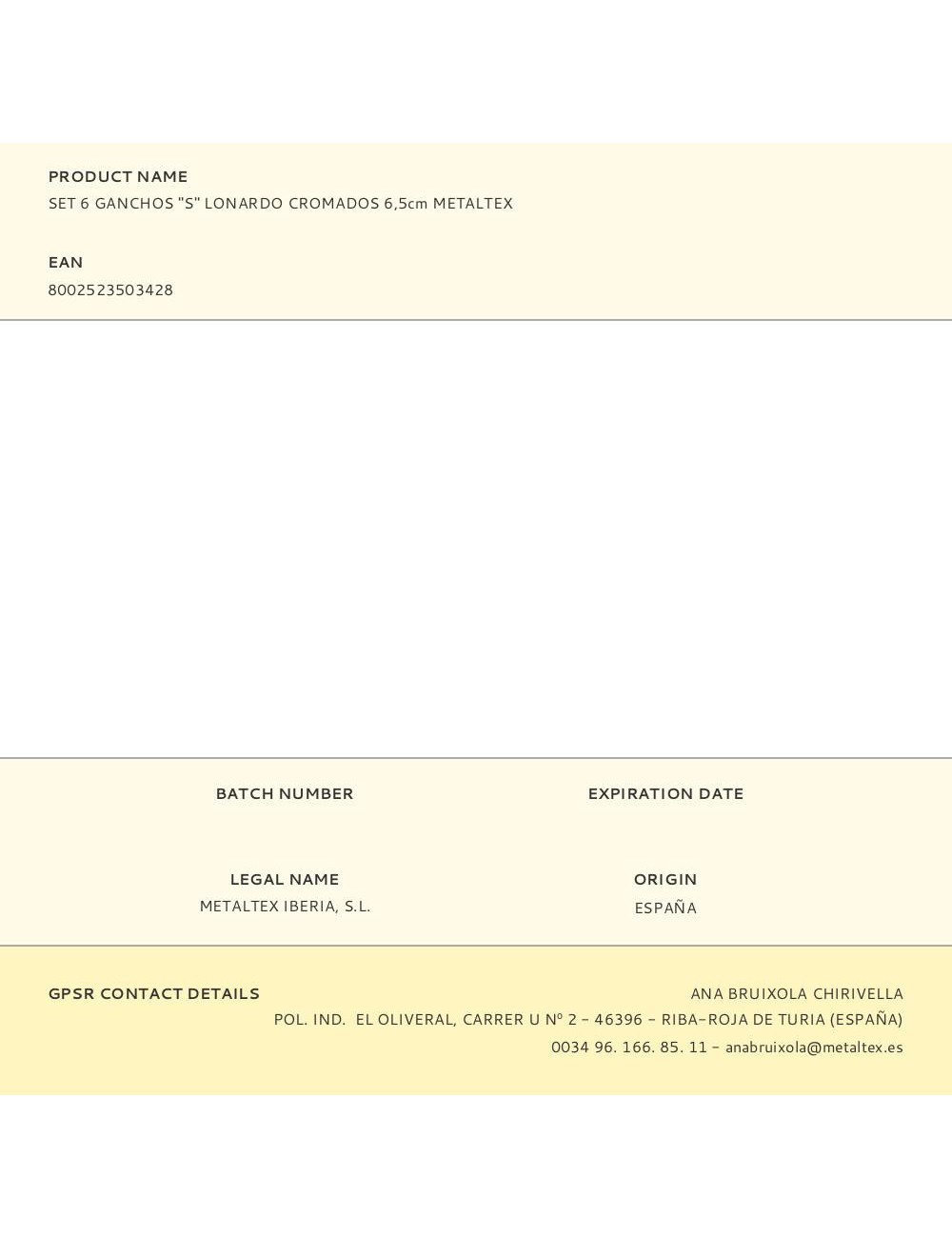 Ganchos "s" lonardo cromados 6,5 cm, 6 uds