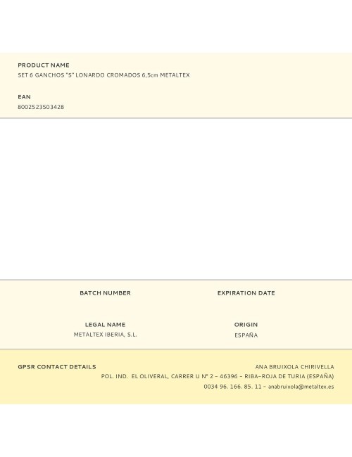 Ganchos "s" lonardo cromados 6,5 cm, 6 uds