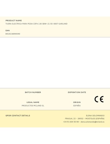 Tijera electrica para poda cepa 130 sbw-21 55-0007 garland