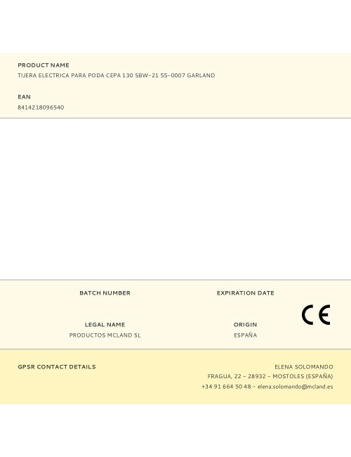 Tijera electrica para poda cepa 130 sbw-21 55-0007 garland