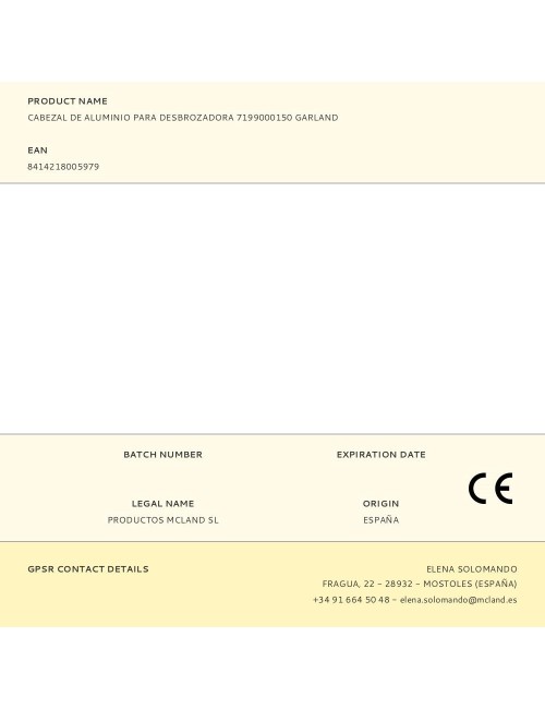 Cabezal de aluminio para desbrozadora 7199000150 garland