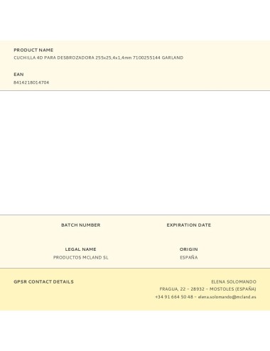 Cuchilla 4d para desbrozadora 255x25,4x1,4mm 7100255144 garland