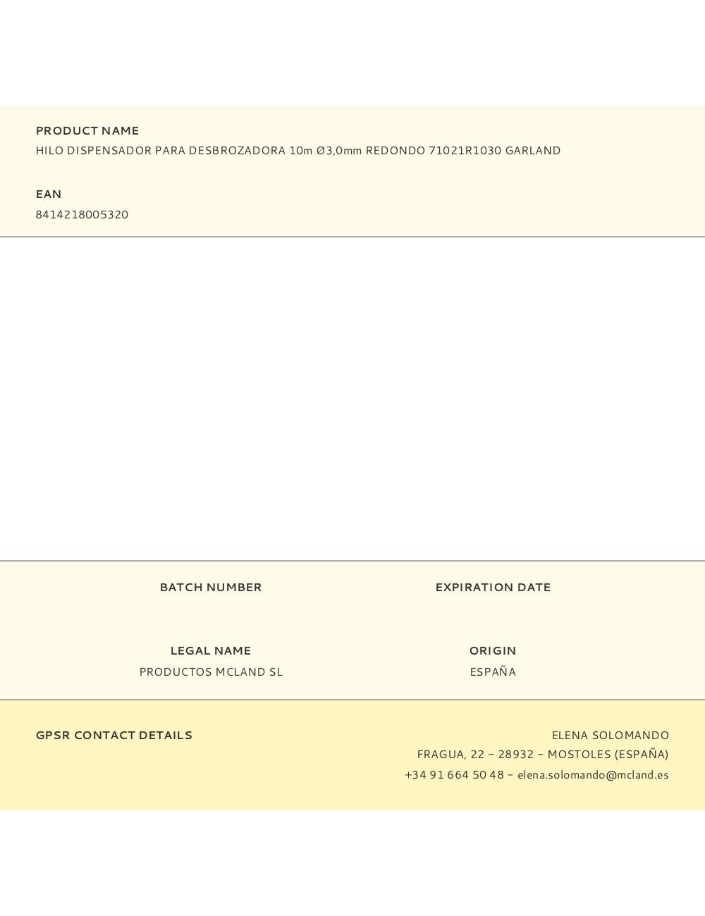 Hilo dispensador para desbrozadora 10m ø3,0mm redondo 71021r1030 garland