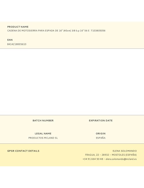 Cadena de motosierra para espada de 16" (40cm) 3/8 b.p 16" 56 e 7103805056