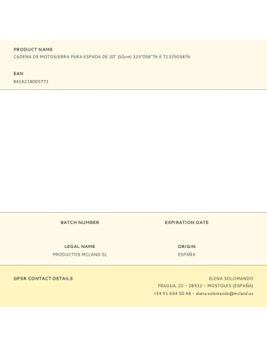 Cadena de motosierra para espada de 20" (50cm) 325"058"76 e 7132505876