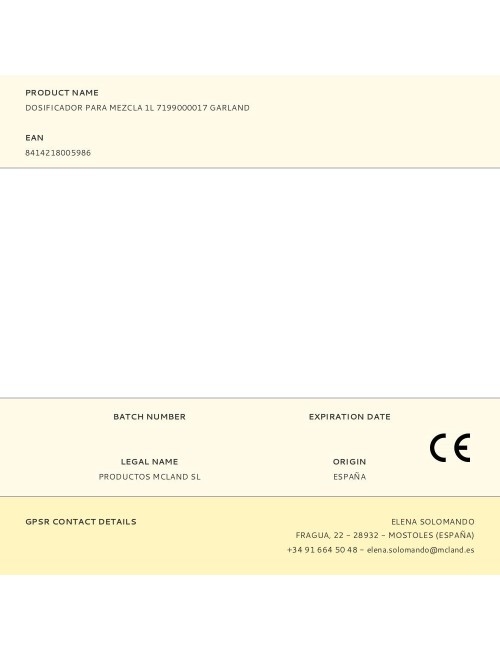 Dosificador para mezcla 1l 7199000017 garland