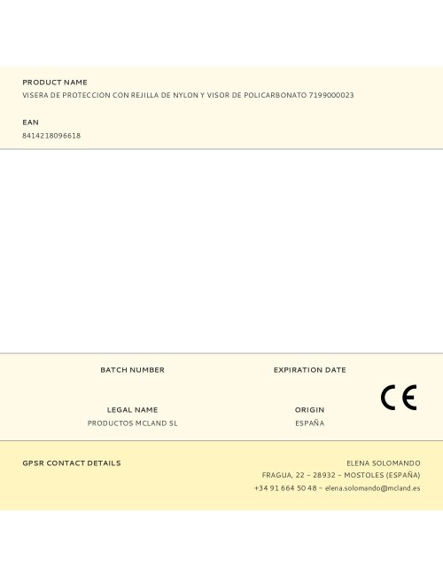 Visera de proteccion con rejilla de nylon y visor de policarbonato 7199000023