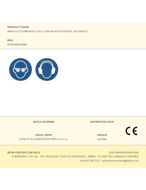 Martillo combinado 710 w con maletin d25033k-qs dewalt