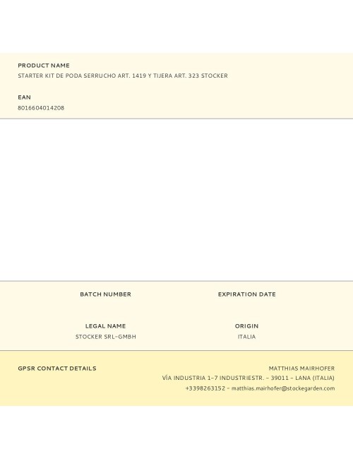 Starter kit de poda serrucho art. 1419 y tijera art. 323 stocker