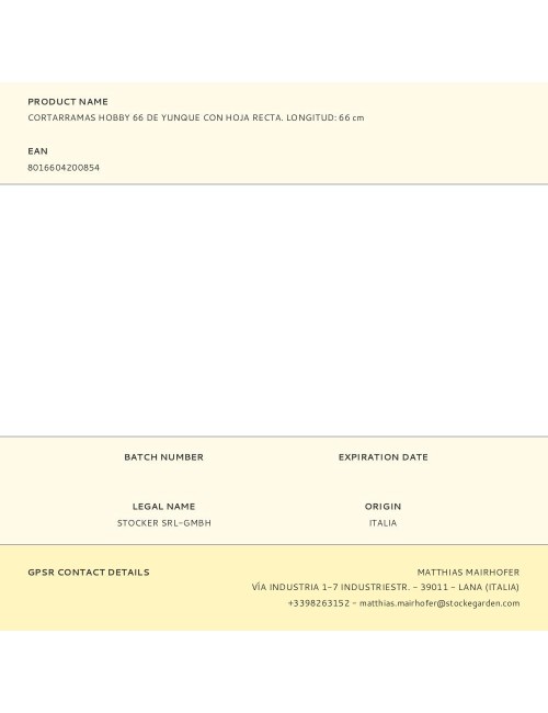 Cortarramas hobby 66 de yunque con hoja recta. longitud: 66 cm