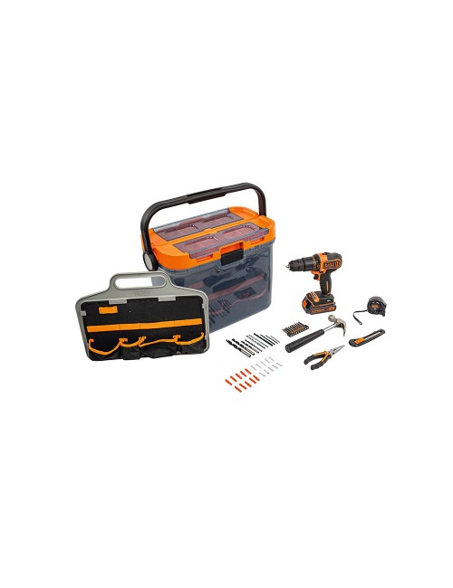Brico kit con taladro percutor 18v y accesorios bcksb05-qw black+decker