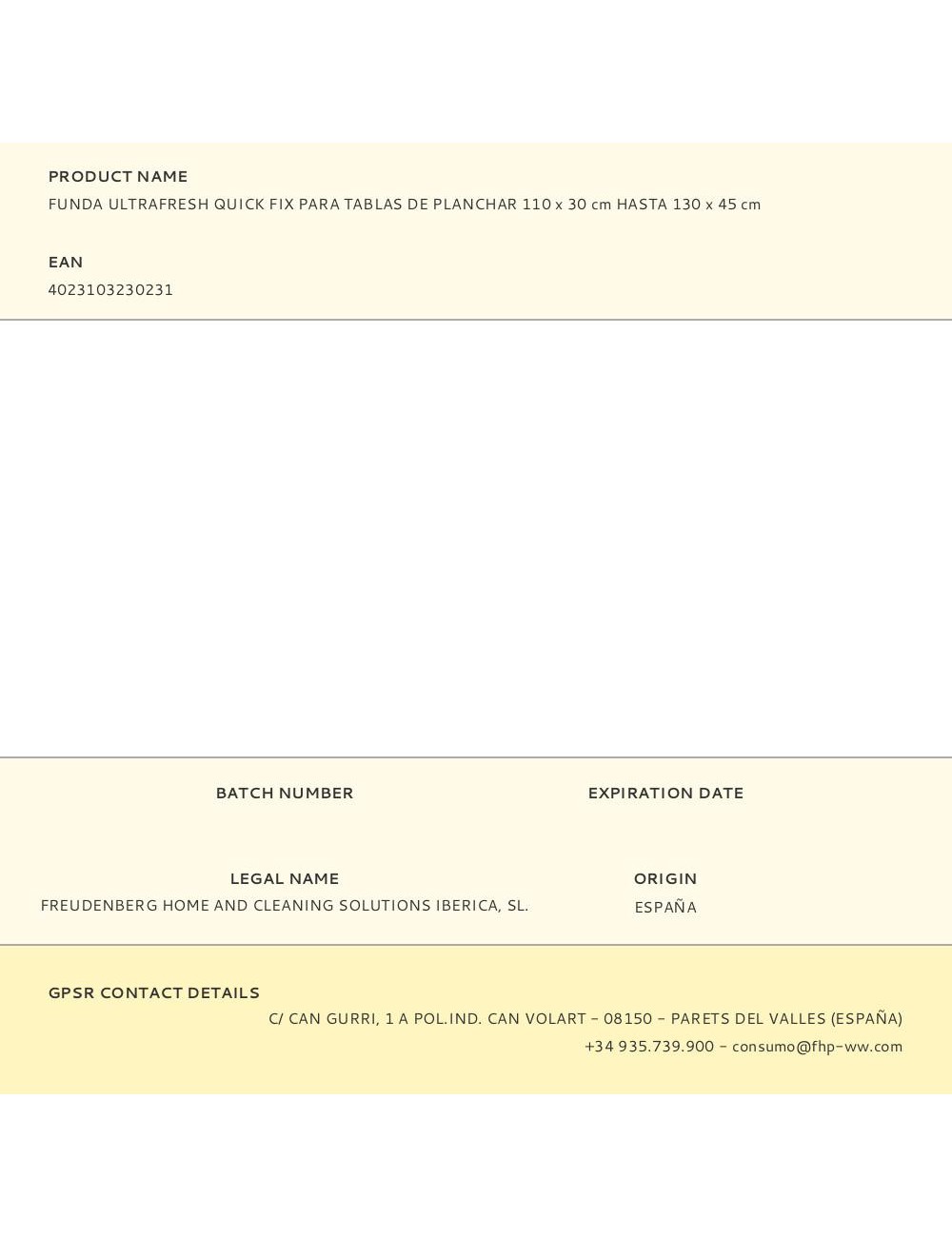 Funda ultrafresh quick fix para tablas de planchar 110 x 30 cm hasta 130 x 45 cm
