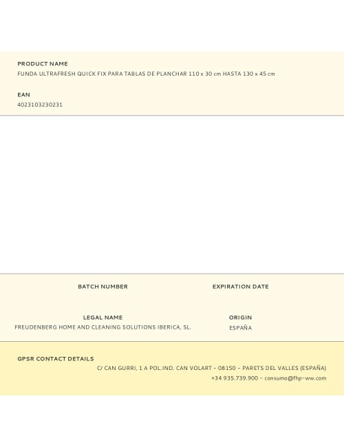 Funda ultrafresh quick fix para tablas de planchar 110 x 30 cm hasta 130 x 45 cm