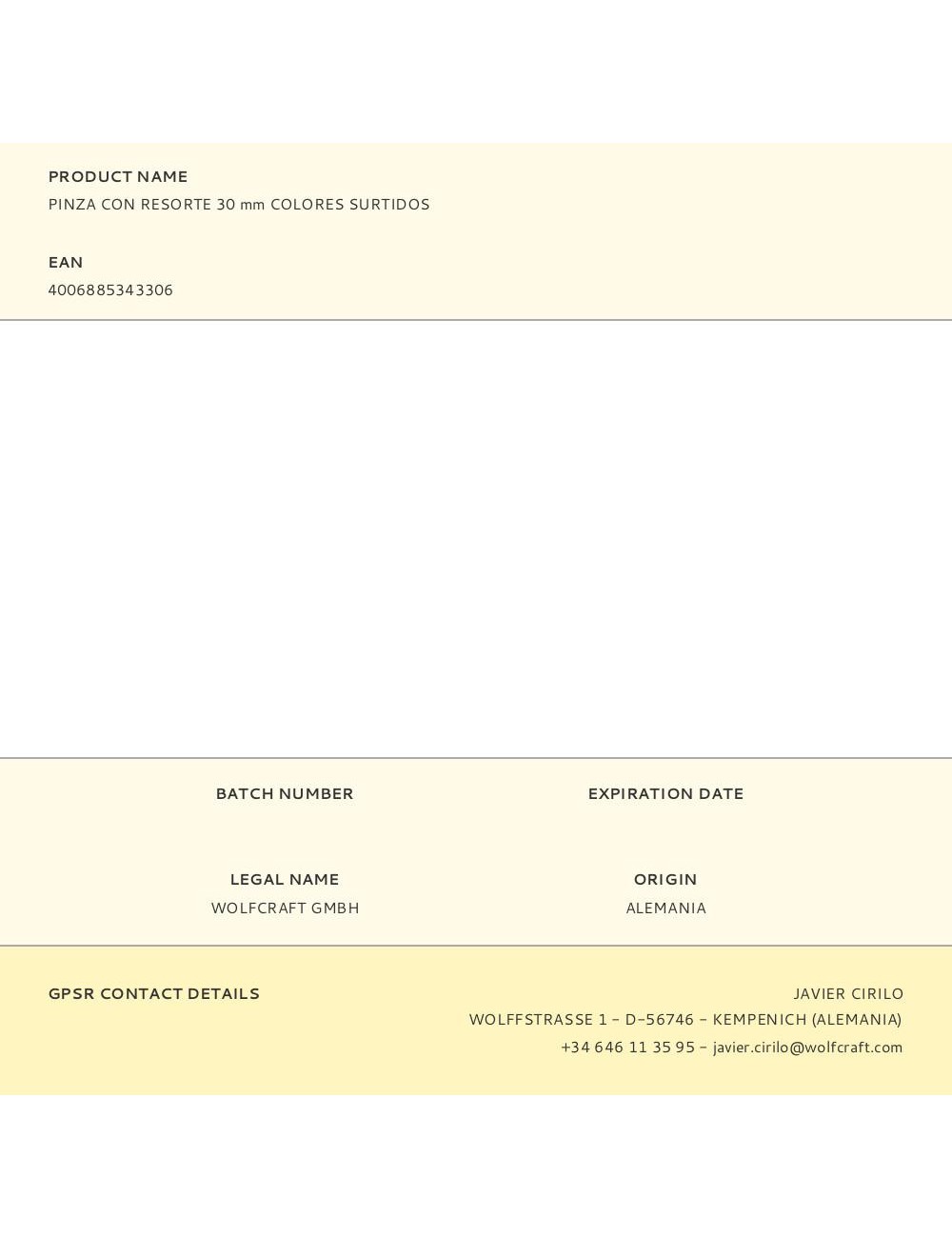 Pinza de resorte colores surtidos, 30 mm