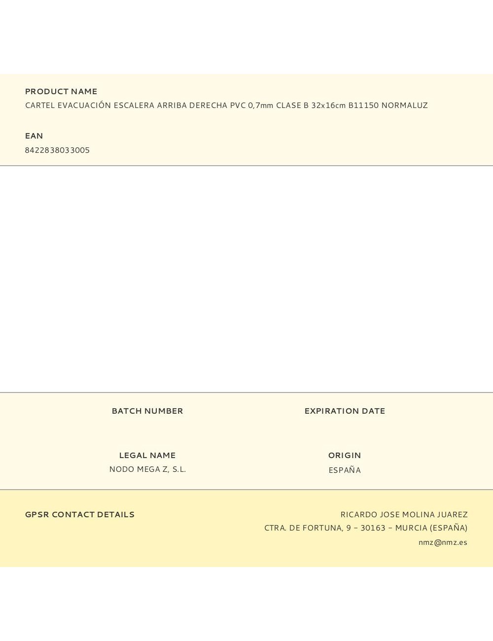 Cartel evacuación escalera arriba derecha pvc 0,7mm clase b 32x16cm b11150 normaluz