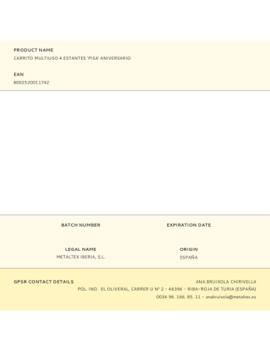 Carrito multiuso 4 estantes 'pisa' aniversario