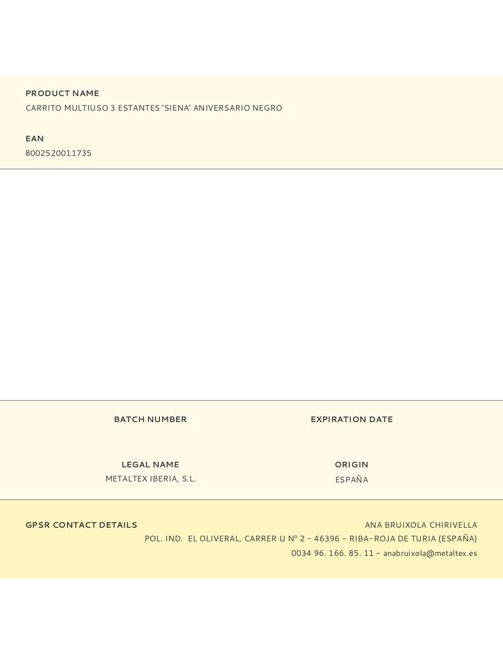 Carrito multiuso 3 estantes 'siena' aniversario negro