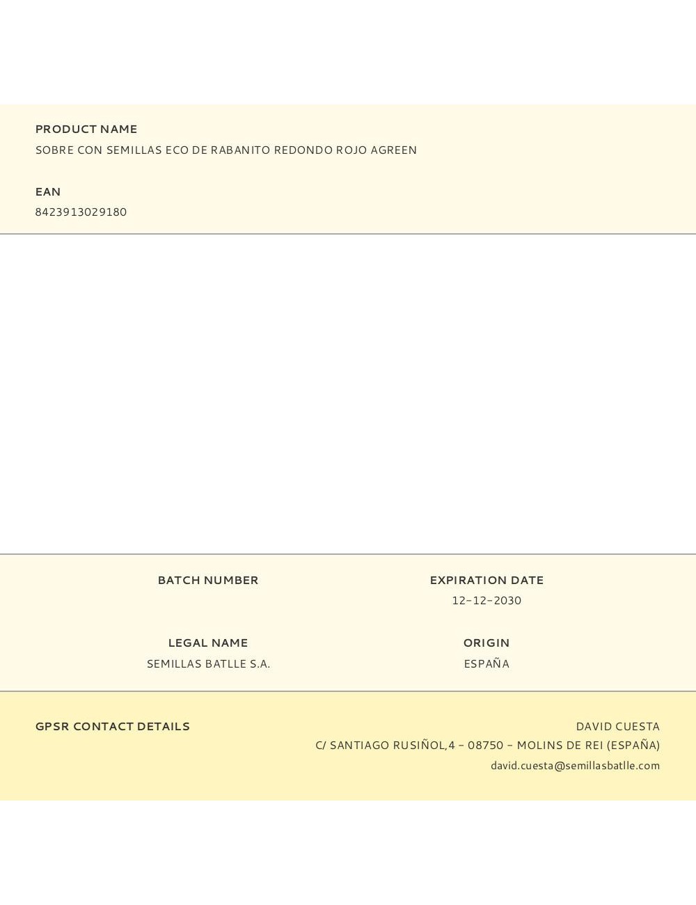 Sobre con semillas eco de rabanito redondo rojo agreen