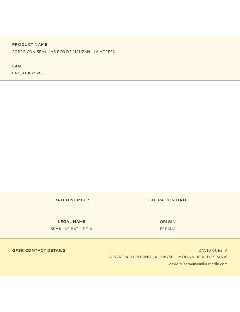 Sobre con semillas eco de manzanilla agreen