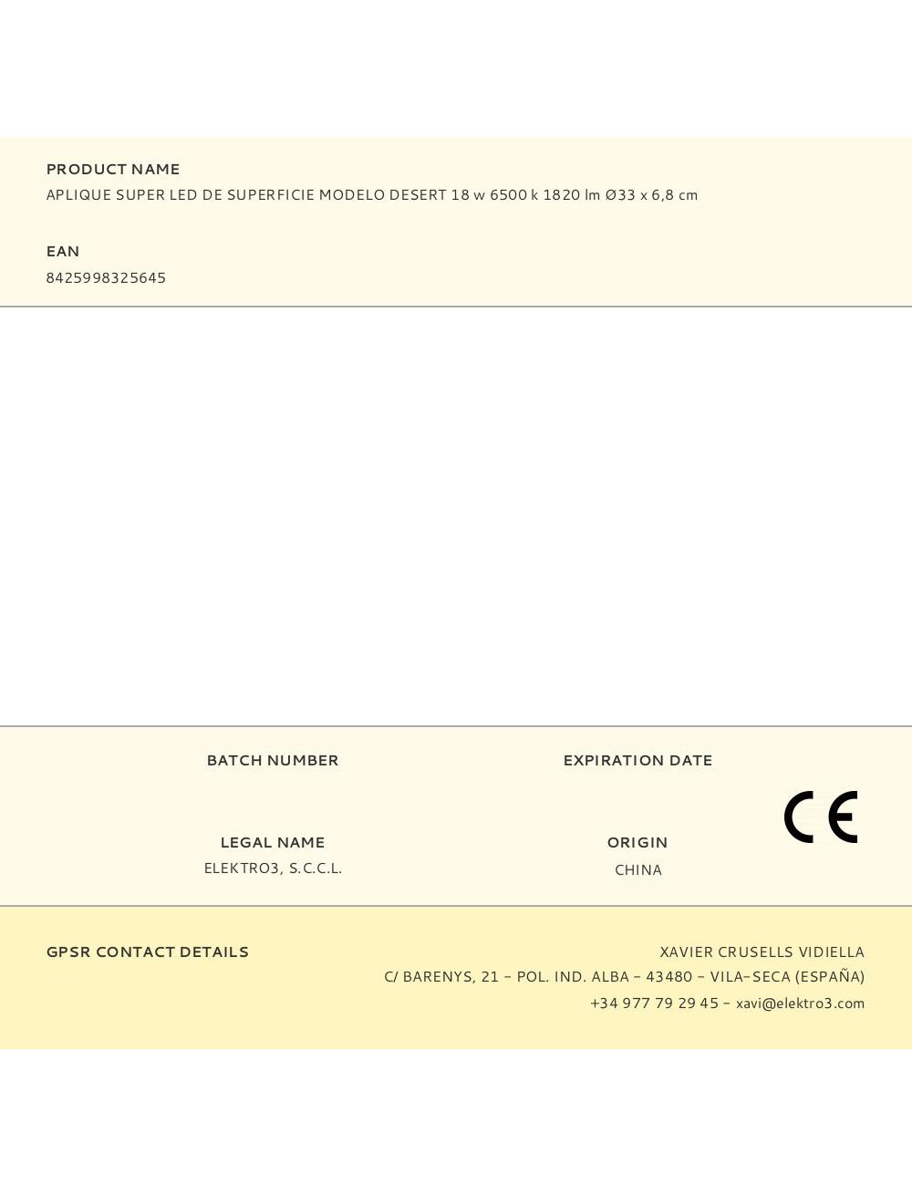 Aplique super led de superficie modelo desert 18 w 6500 k 1820 lm ø33 x 6,8 cm