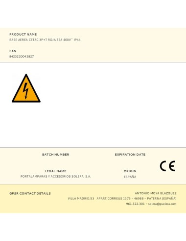 Base aerea cetac 3p+t roja 32a 400v~ ip44