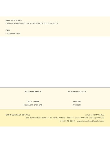 Carro ensamblado 20m manguera de ø12,5 mm (1/2")