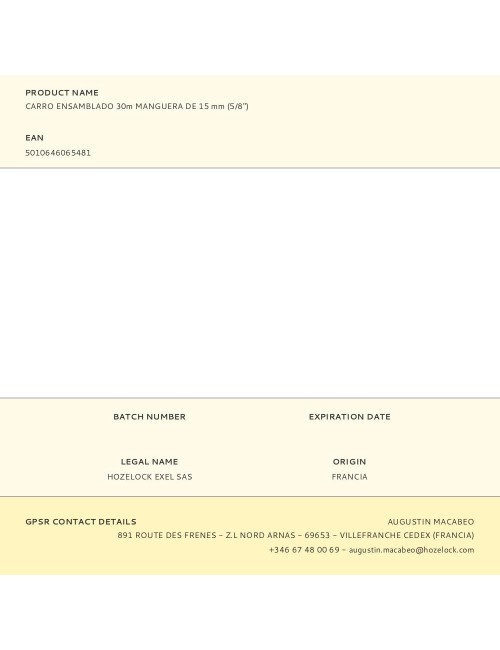 Carro ensamblado 30m manguera de 15 mm (5/8")