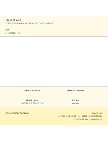 Cortadora manual cerámica fast-65 13940 rubi
