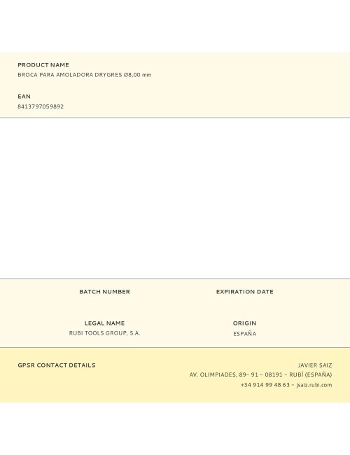 Broca para amoladora drygres ø8,00 mm