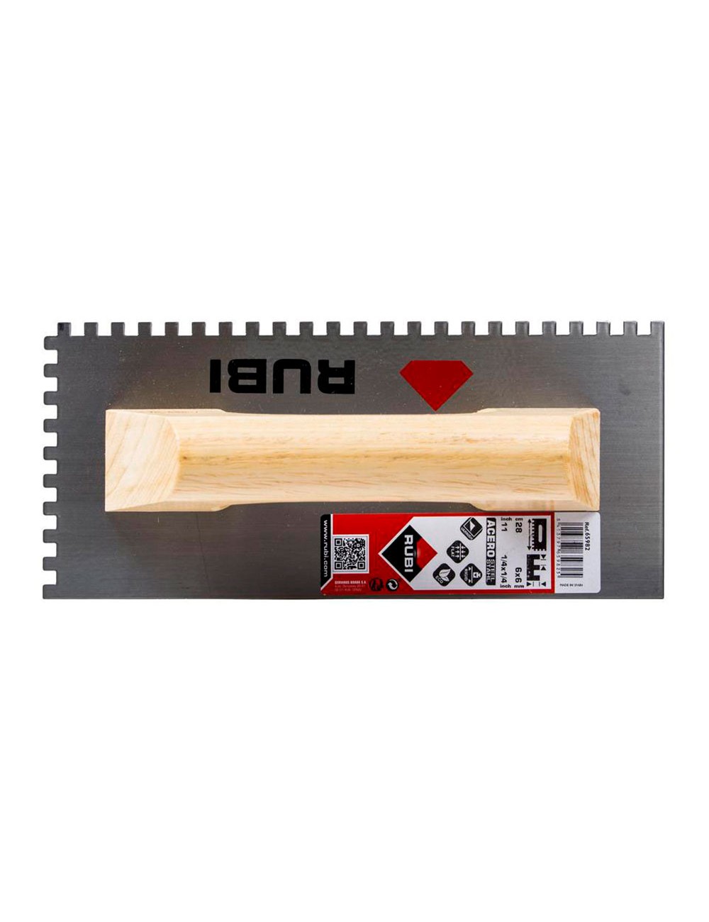 Peine acero 28cm. (6x6) mango madera cerrado 65982 rubi