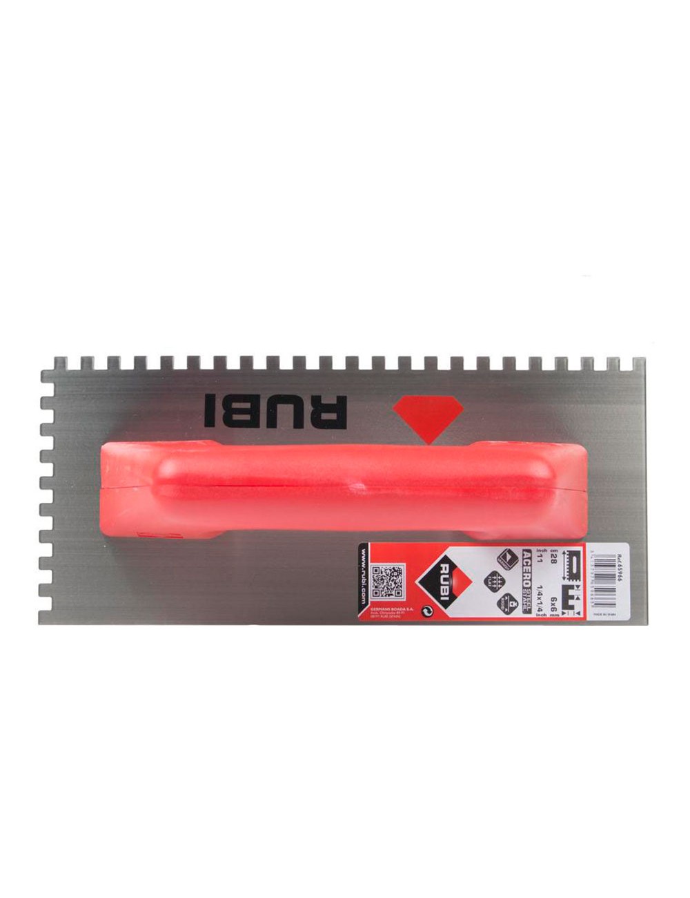 Peine acero 28cm (6x6) mango plástico cerrado 65966 rubi